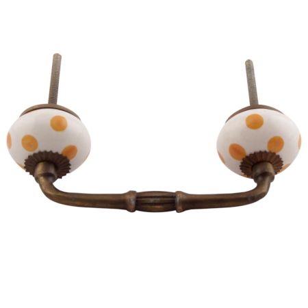 Mustard Dotted Ceramic Floral Bridge Handles